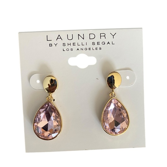NWT LAUNDRY by Shelli Segal Pink Teardrop Bling Earrings - Picture 1 of 3